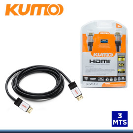 CABLE HDMI 3 MTS PVC V.2.0 4K ULTRA HD, KUMO BLISTER