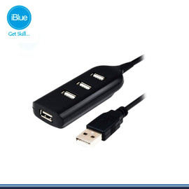 HUB PORTATIL IBLUE 52054-BK 4 PUERTOS USB 2.0 BLACK (PN:52054-BK)