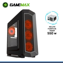 CASE GAMEMAX GAMER ASGARD RED 4X LED ROJO C/ FUENTE GE-550