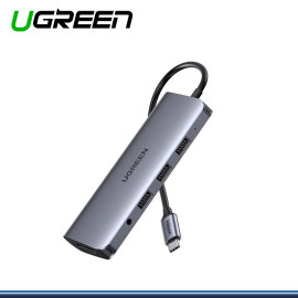 ADAPTADOR MULTIFUNCION UGREEN 10 A 1 USB TIPO C USB 3.0/HDMI/VGA/RJ45/SD/TF/DP/AUDIO 3.5 P.N. 80133