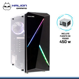 CASE HALION GAMING SPARTA 845 BANDA RGB VIDRIO TEMPLADO CON FUENTE 450W USB 3.0/USB 1.0