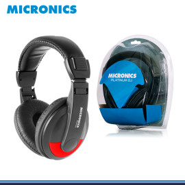 AUDIFONO MICRONICS PLATINUM DJ BLACK RED MIC H701 CON MICROFONO