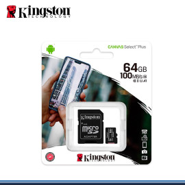 MEMORIA KINGSTON 64 GB MICRO SD CANVAS SELECT PLUS (PN:SDCS2/64GB)