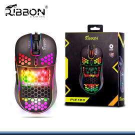 MOUSE GAMER RIBBON PIETRO LED RGB , 6 BOTONES, 3200 DPI BLACK USB 2.0 (PN:RBN-MG101)