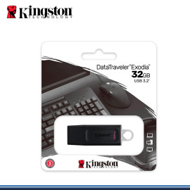 MEMORIA USB KINGSTON 32GB BLACK/WHITE 3.2 DATATREVELER EXODIA (DTX/32GB)